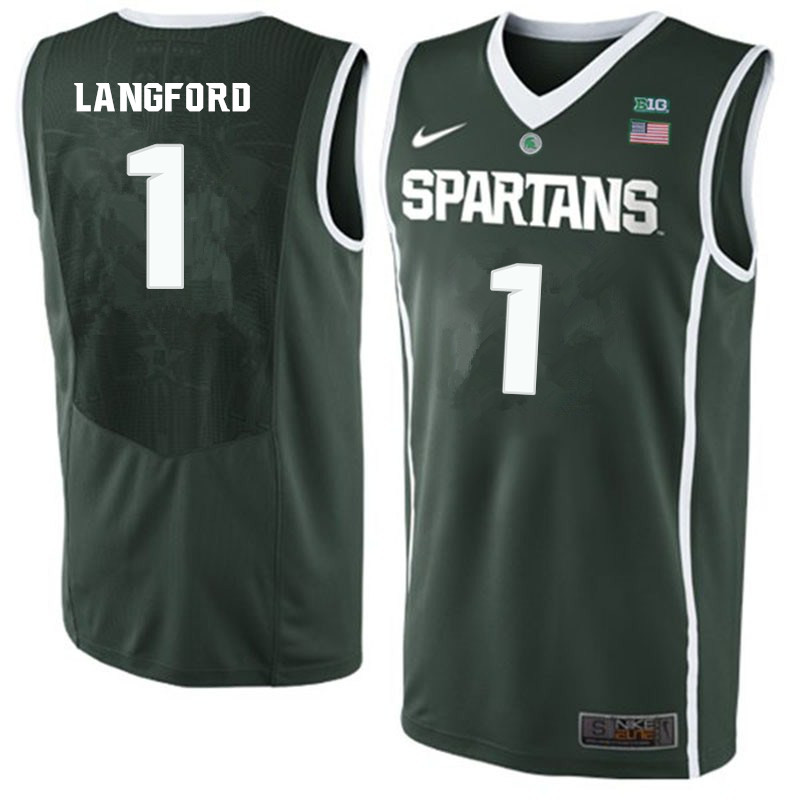 Men Michigan State Spartans #1 Joshua Langford NCAA Nike Authentic Green College Stitched Basketball Jersey MQ41Q56IQ